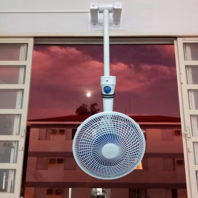 ventilador de mesa instalado na parede janela teto coluna dornellas